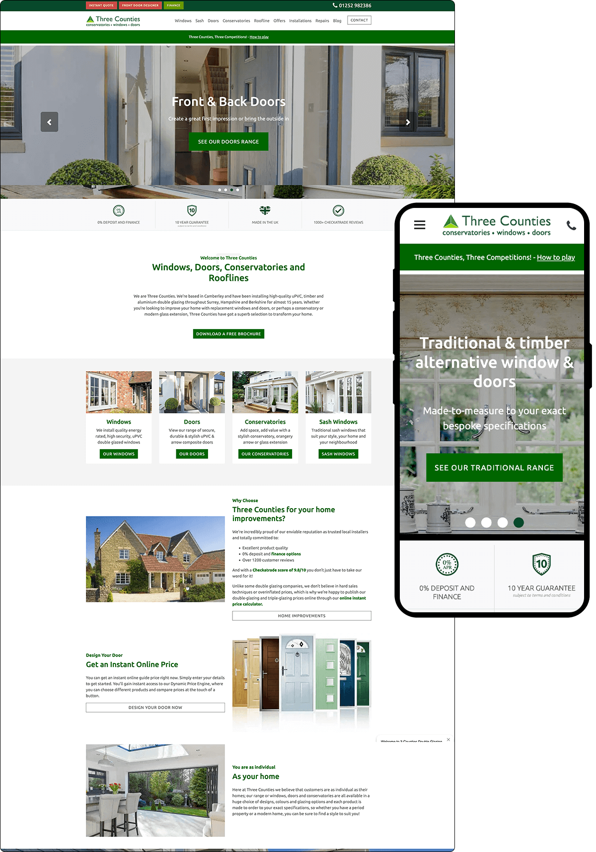 a screenshot of a phone and a website